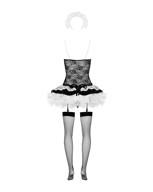 Эротический костюм горничной с юбкой Obsessive Housemaid 5 pcs costume L/XL, черно-белый, топ с подв Sex Aura Киев - изображение 6