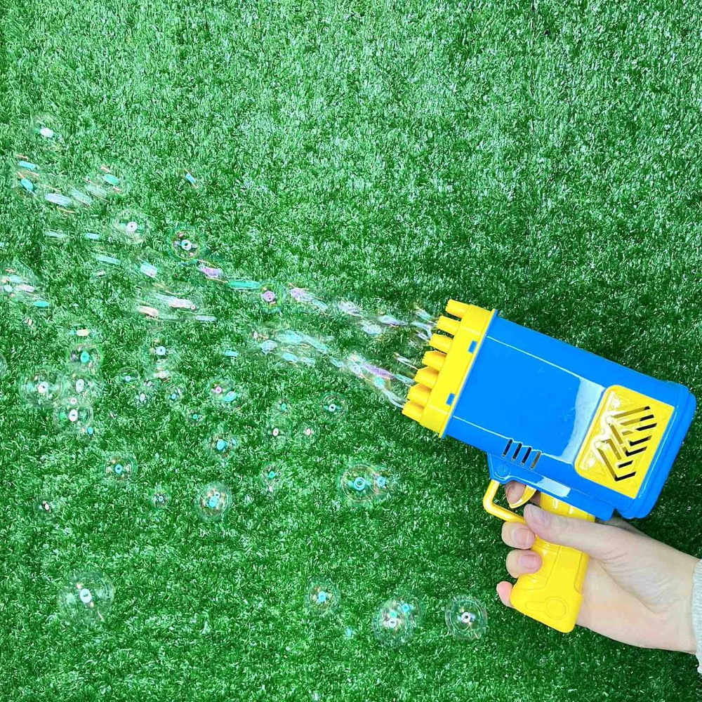 Пістолет для запуску мильних бульбашок 45 отворів 17 см Жовто-синій (2023-58A) Чернігів - фото 2