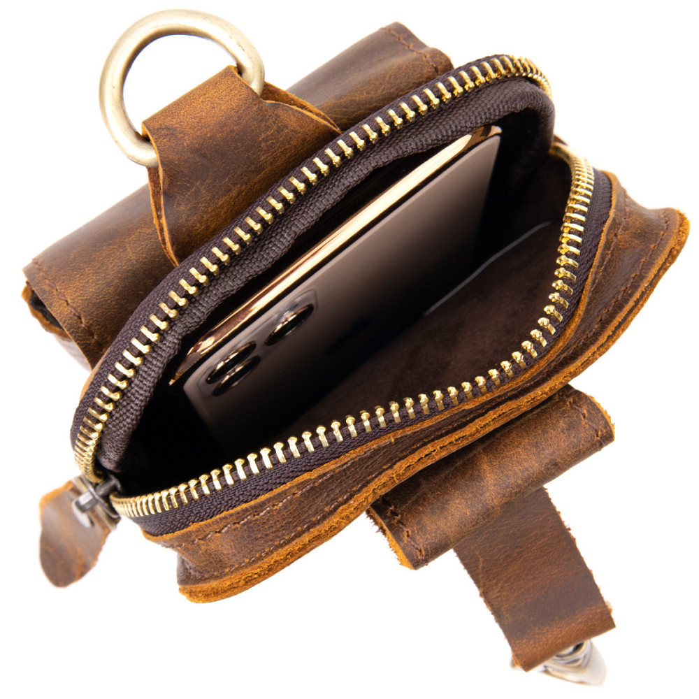 Сумка мужская на пояс Коричневая (Vintage) Киев - изображение 10