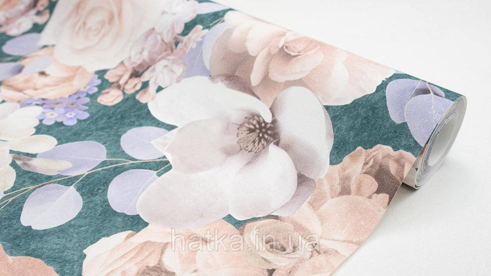 Обои виниловые на флизелине горячего тиснения Sintra Atmosphere цветы розы розовые беж сирень зеленые 512258 Киев - изображение 1