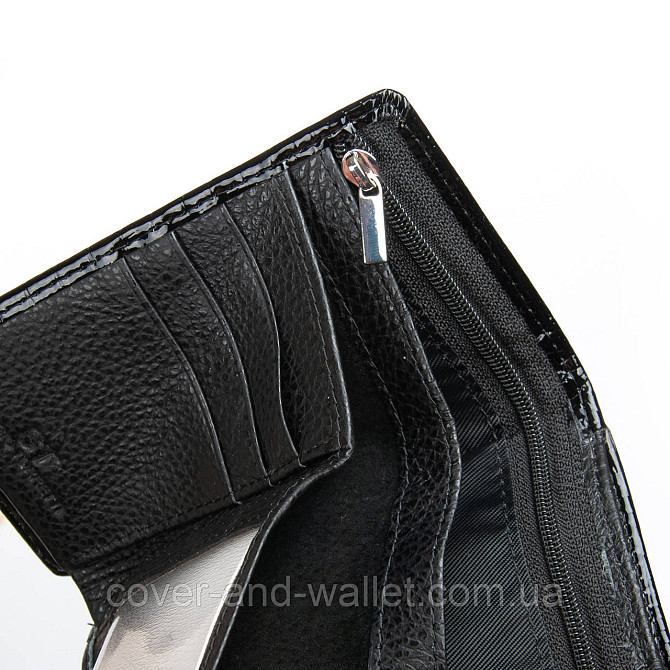Лаковый женский кошелек небольшого размера черного цвета ST Leather Киев - изображение 7