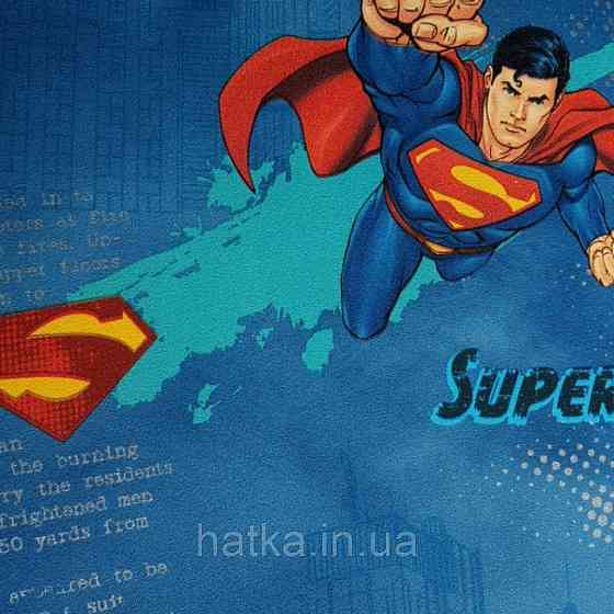 Метрові вінілові шпалери на флізеліні AdaWall Ada Kids дитячі супермен написи будівлі сині Київ