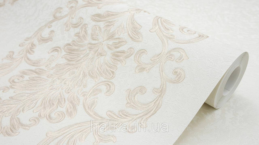 Шпалери метрові вінілові на флізеліні Sintra Classic класика вензелю візерунки структурні золотисті на бежевому 454718 Київ - фото 3