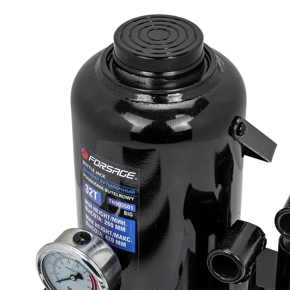 Домкрат 32т (260-420мм) бутылочный двухскоростной с манометром Forsage F-TH903501 Одесса - изображение 3