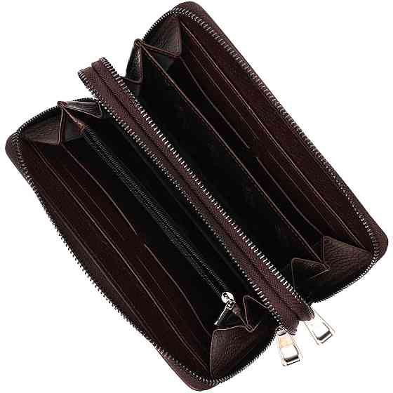 Місткий чоловічий клатч із двома відділеннями з натуральної шкіри BOND 22025 Коричневий Київ