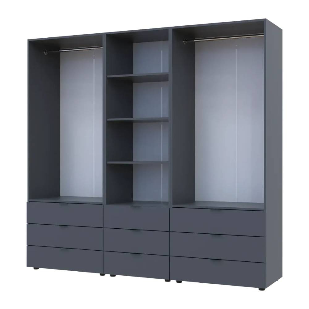 Шафа для одягу Doros Гелар Графіт 2+2ДСП з пеналом 215х49.5х203.4 (DRS-011916) Львів - фото 4