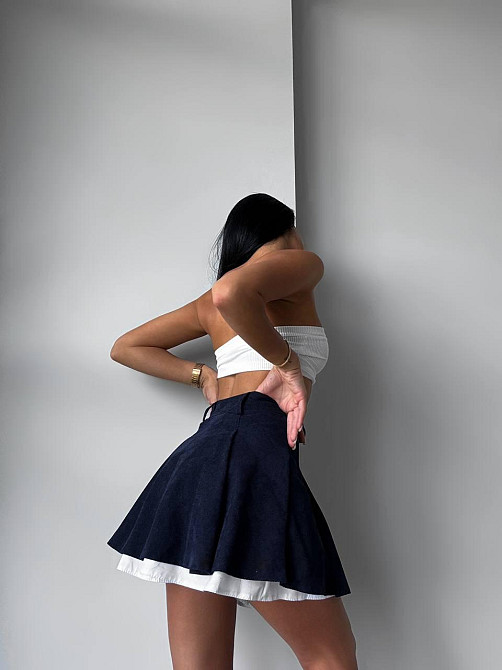 Женская трендовая юбка-шорты вельвет + коттон Синий, 46/48 Одесса - изображение 5