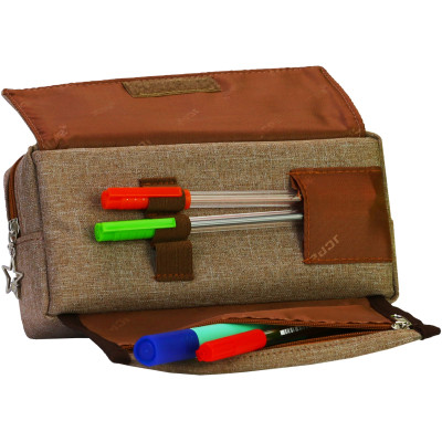 Пенал Cool For School 2 відділення Коричневий (J-2607-brown) Вінниця - фото 3