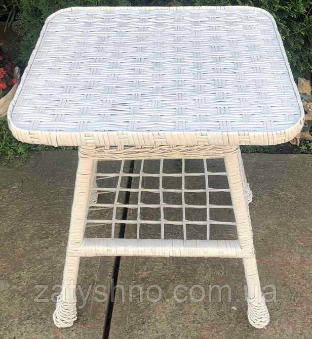 Квадратный белый стол из лозы Киев - изображение 3