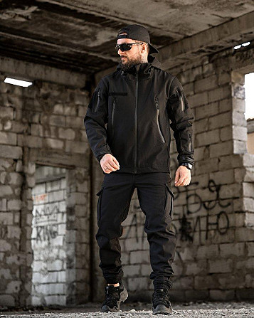 Тактичний костюм софтшел BANDIT чорний ВТ7955 Київ - фото 3
