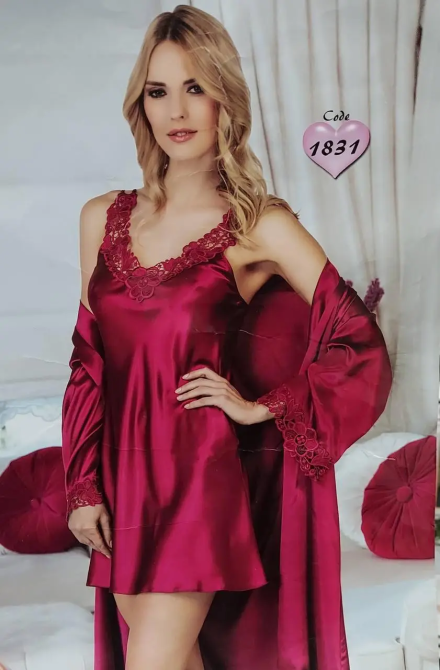 Пеньюар атласний з мереживними вставками Jasmin (Білий) XL Вінниця - фото 6