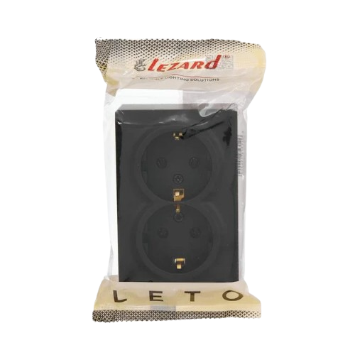 LETO чорний Розетка зовнішня 2-а із заземленням Лезард Житомир - фото 3