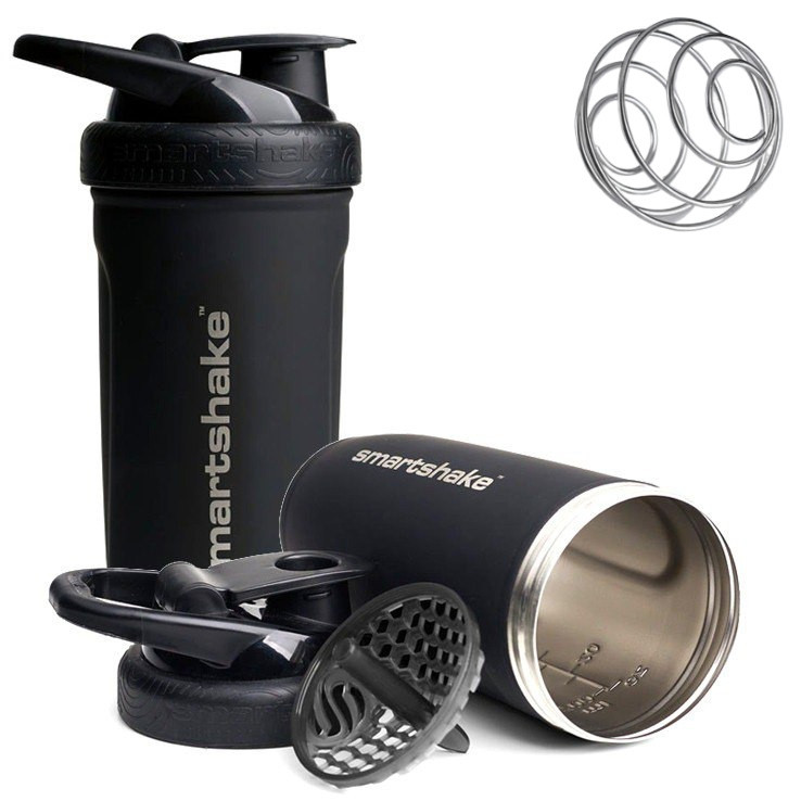 Шейкер спортивний SmartShake металевий Reforce Stainless Steel 30oz/900ml Black Кам'янське - фото 1