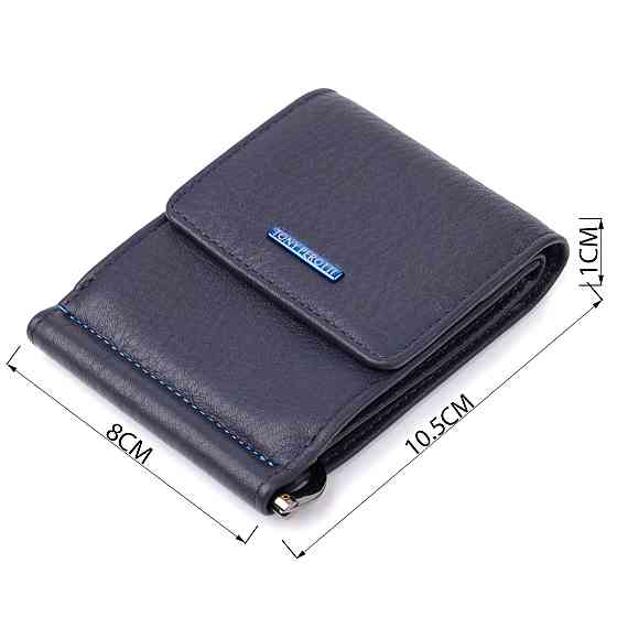 Вертикальний чоловічий затискач із зернистої натуральної шкіри Tony Perotti 20862_1 (3595 navy) Синій Київ