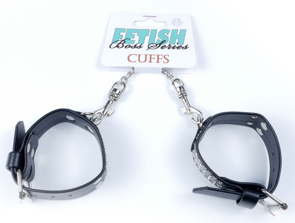 Наручники зі штучної шкіри з кристалами Fetish Boss Series - Handcuffs with cristals Silver, BS3300094 Sex Aura Київ - фото 6