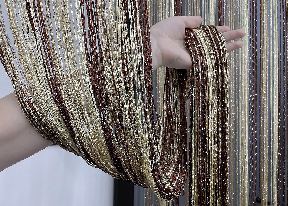 Шторы-нити с люрексом Венге с ореховым и молочным 300х300см 1 шт (61-078) Киев - изображение 5