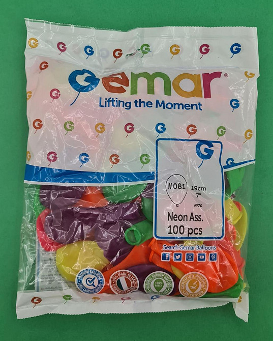 Повітряні кульки 7" (19 см) асорті неон 100 шт (1 пачка) Харків - фото 1
