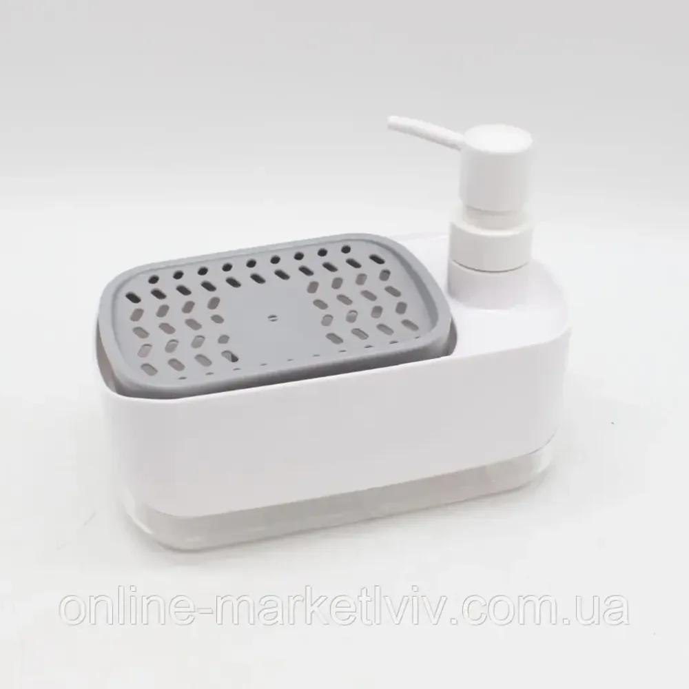 Дозатор для моющего средства с подставкой для губки 2 в 1,33371,Белый SBR Киев - изображение 7