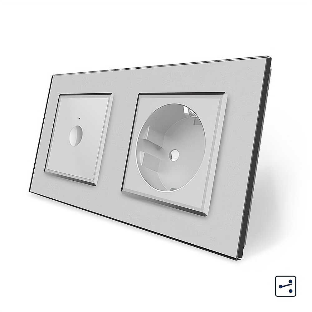 LIVOLO Сенсорний прохідний/перехресний вимикач Sense 1 сенсор 1 розетка Livolo сірий скло (VL-C Коломия - фото 5