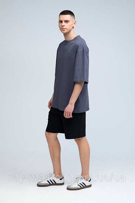 Костюм футболка оверсайз темно-сірі та шорти чорні RAY BASIC чоловічий (U1801M-Grey-Black) Київ - фото 2