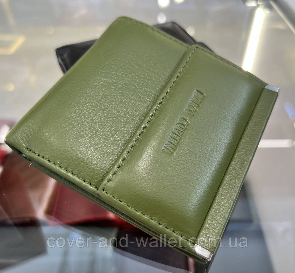 Маленький женский кошелек оливкового цвета с монетницей Marco Coverna Киев - изображение 13