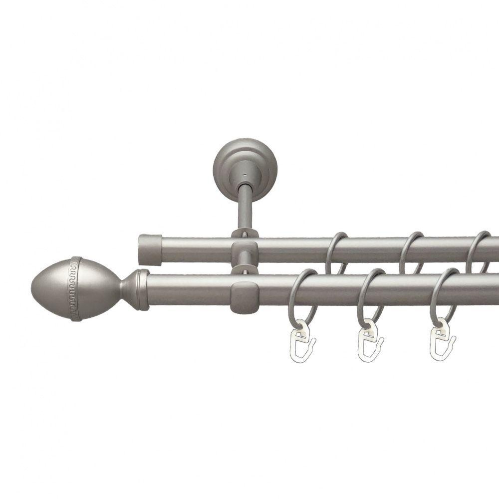 Карниз Orvit Фарже металевий дворядний відкритий гладка труба кільце металеве Сатин 19\16 мм 160 см (00-00013760) Львів - фото 1