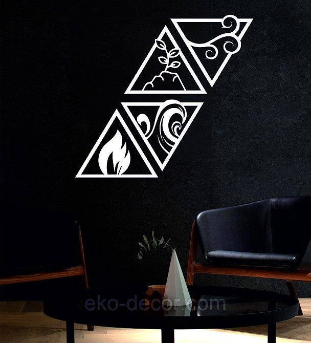 Декоративное настенное Панно «Огонь-вода-земля-воздух» Декор на стену 44*53 см (4 шт.), Белый Киев - изображение 2