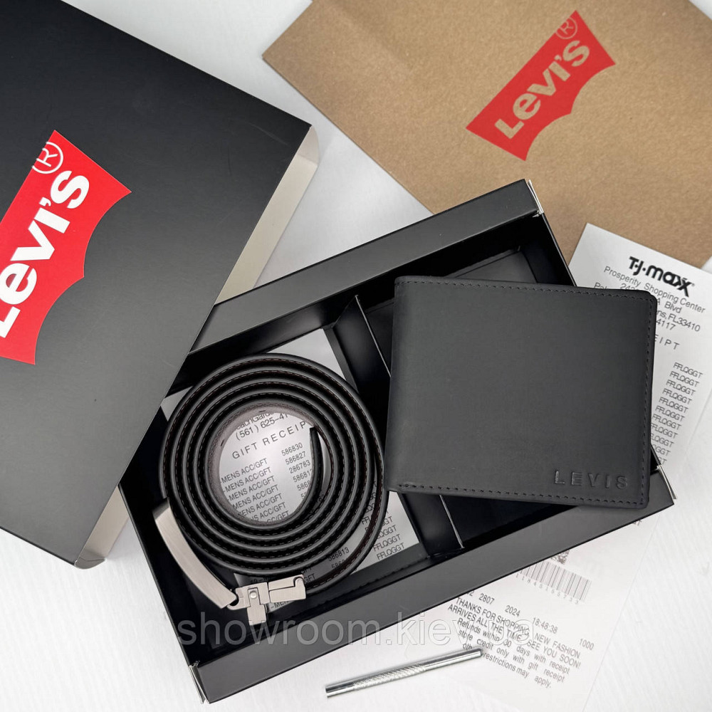Чоловічий подарунковий набір ремінь та гаманець Levis (519) Київ - фото 9