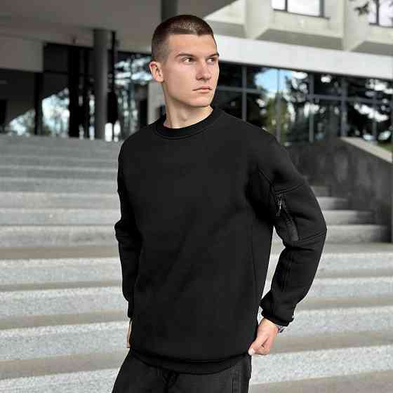 Світшот чоловічий зимовий однотонний чорний Pobedov Apex Київ