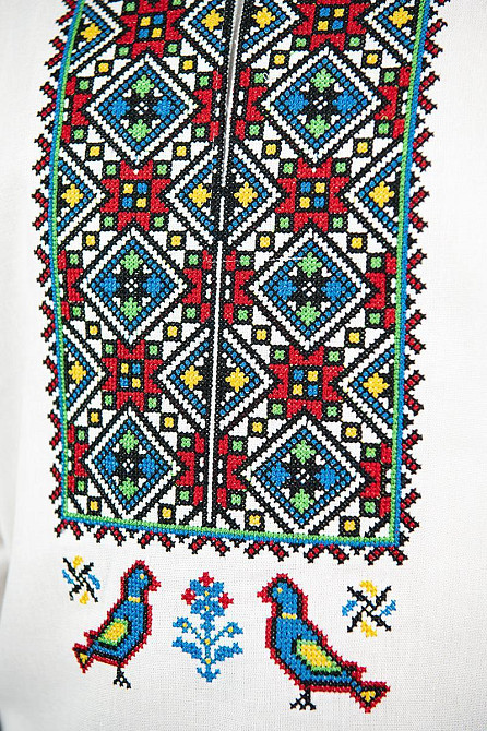 Вышиванка для мальчиков, 164р с длинным рукавом, льняная, белая, топ Киев - изображение 2