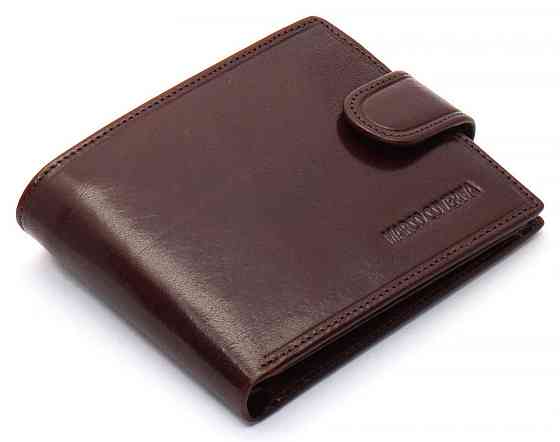 Коричневе чоловіче портмоне на кнопці з натуральної шкіри Marco Coverna B047-801 Кам'янське
