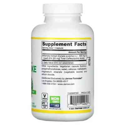 Трави Jarrow Formulas Артишок, Artichoke, 180 вегетаріанських капсул (JRW14062) Вінниця