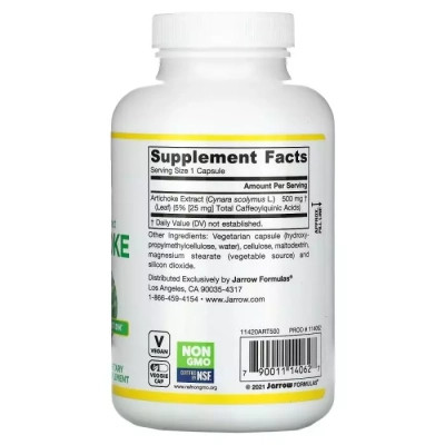 Трави Jarrow Formulas Артишок, Artichoke, 180 вегетаріанських капсул (JRW14062) Вінниця - фото 2