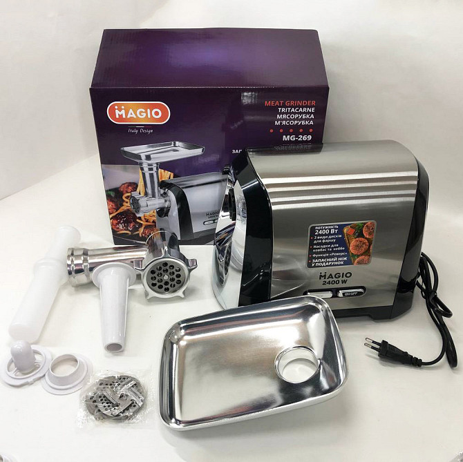 М'ясорубка-соковижималка Magio MG-269 2400 W, М'ясорубки для ресторанів, Бытовая мясорубка WL-387 с насадками Київ - фото 8