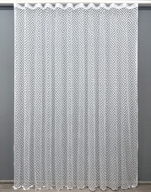 Тюль жакард, колекція "Ромб Меандр" колір білий 1559т Київ - фото 8