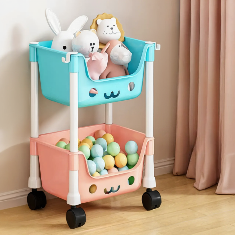 Стелаж для дитячої з контейнерами на колесах, органайзер для іграшок, 43×30.3×22 см, яскравий і різнокольоровий Кам'янець-Подільський - фото 8