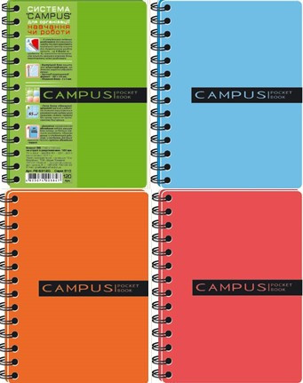 Блокнот "Графіка" спіраль B6 120арк PB63120-810 Campus Pocketbook 3 розділювача, шт Київ - фото 1