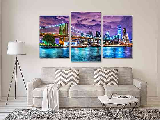 Модульная картина в гостиную / спальню  Манхетенський міст Нью-йорк  Art-653_3 Киев