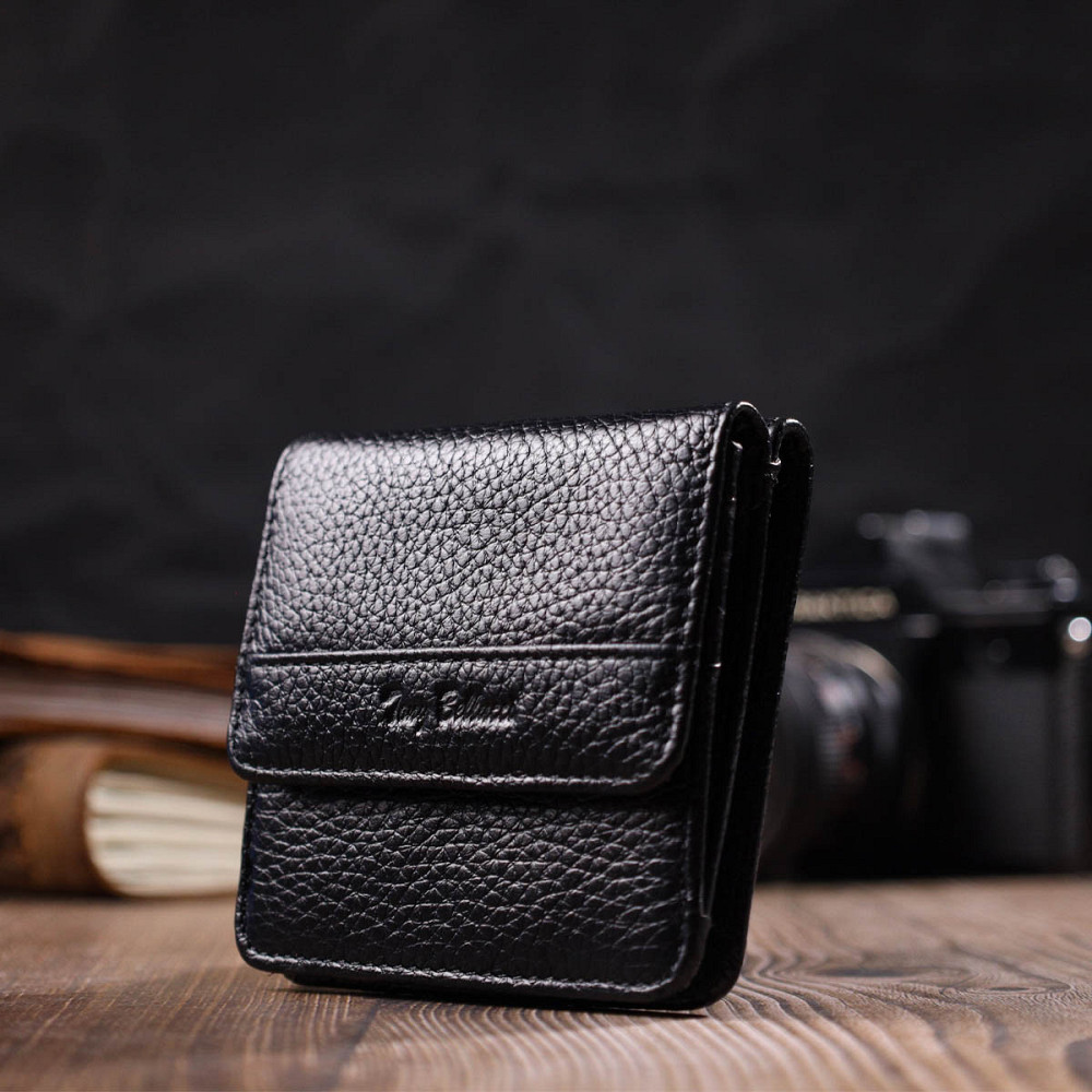 Мужской компактный кошелек из натуральной кожи Tony Bellucci 22040 Черный Киев - изображение 3