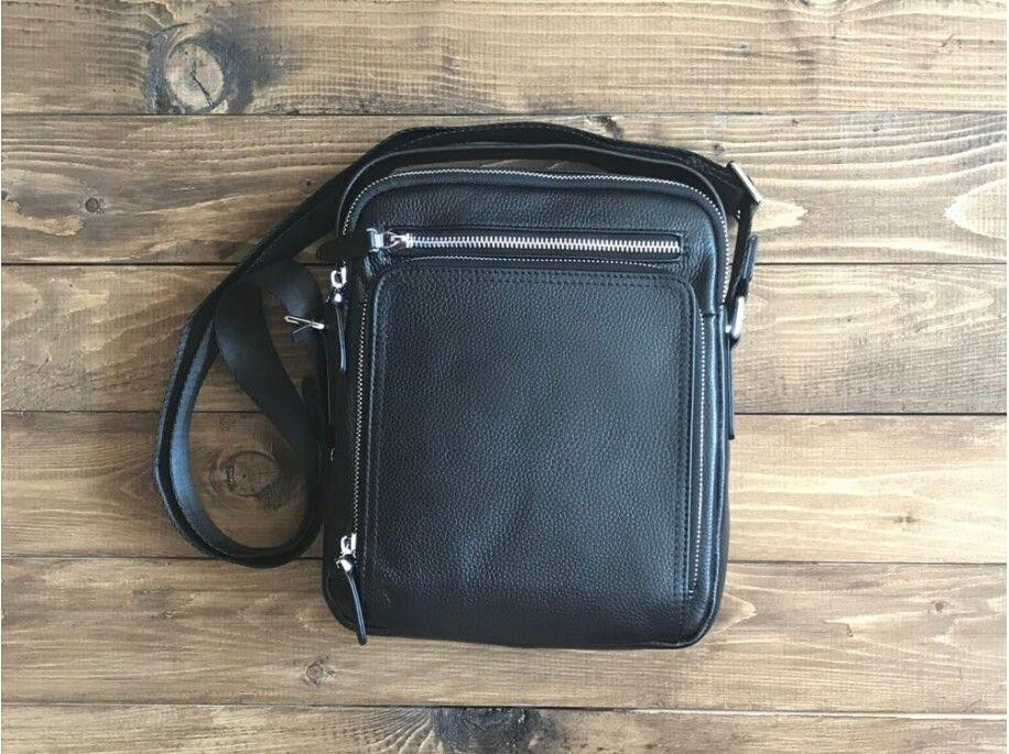 Сумка мессенджер кожаная Черная (Vintage) Киев - изображение 13
