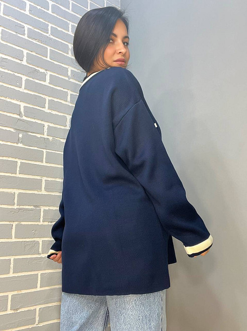 Кардиган жіночий ENJOY 001 золоті гудзики подовжений оверсайз з кишенями, темно-синій, one size Київ - фото 18