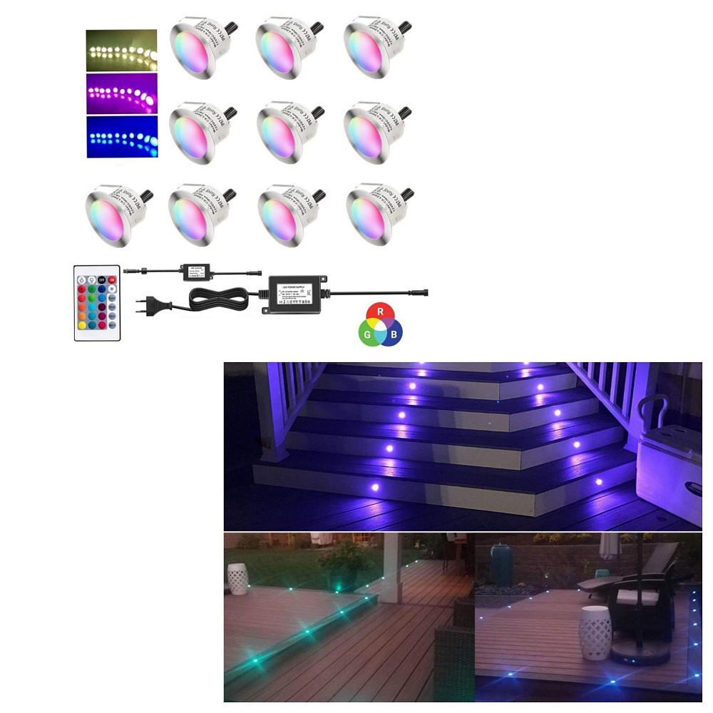Світлодіодний набір для освітлення сходів, палуб басейна B109 RGB 12шт Луцк - изображение 1