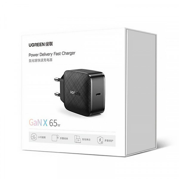 Зарядний пристрій 1xUSB 65W (1xType-C QC3) Tech Fast GAN Charger чорний CD217 Ugreen (70817) Київ - фото 3