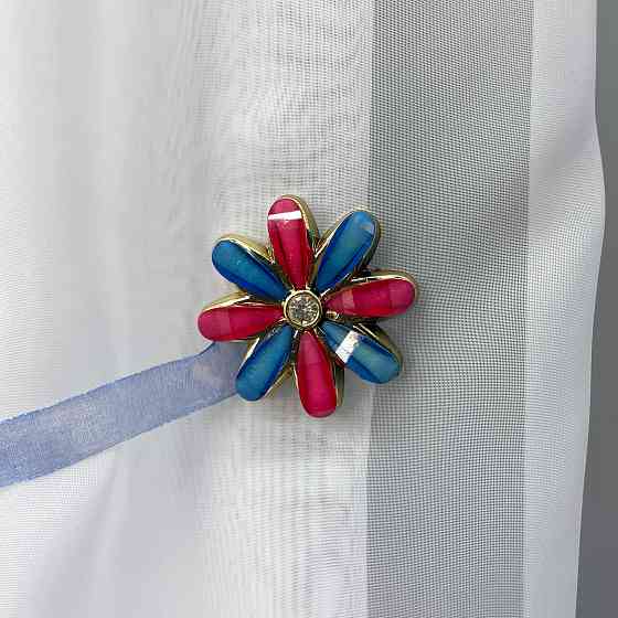 Магніти для штор та гардин "Квітка" набір 2 шт Блакитний з малиновим (81-256) Київ