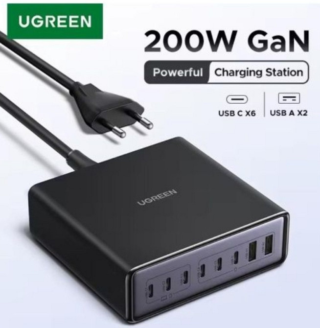 Зарядное устройство Ugreen X766 200W 8Ports GaN. Киев - изображение 5
