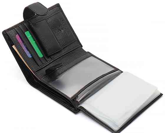 Чорний чоловічий гаманець вертикального типу з натуральної шкіри під документи Marco Coverna MC-5176-1 Кам'янське