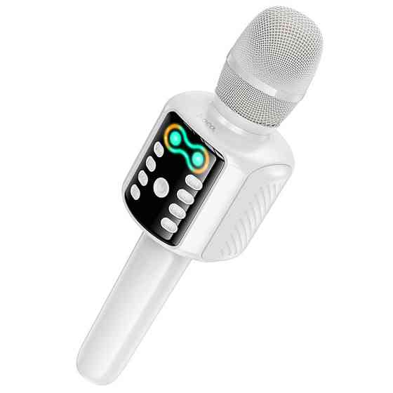 Портативная колонка-микрофон HOCO L24 Shine karaoke microphone, 5W, White Одесса