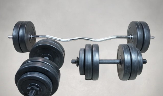 Штанга W-образная + гантели 53 кг с покрытием Гантели, гири, штанги и диски ударостойкий пластик Киев - изображение 8