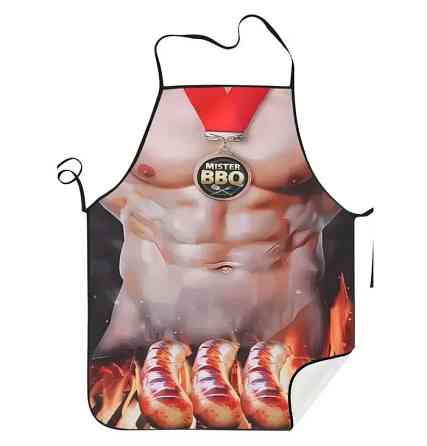 Фартух з приколом чоловічий кухонний Mister BBQ з торсом для гриля та барбекю Київ