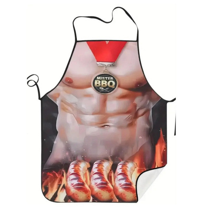 Фартух з приколом чоловічий кухонний Mister BBQ з торсом для гриля та барбекю Київ - фото 6